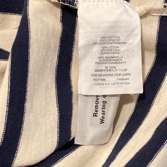 J. Crew top white Blue Striped Long Sleeve Shirt Embroidered red lips kisses M - Picture 9 of 12